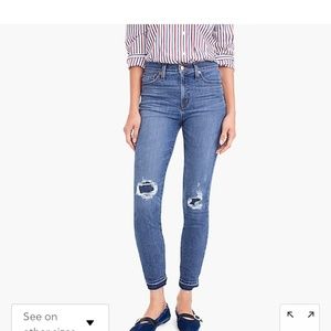 BNWT J.Crew 9"Toothpick Jeans Rip&Repair Wash